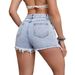 Women's Clothing Fashion Ripped Short Raw Edge Denim Shorts_mkmklike.com
