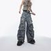 Men's Clothing Destroy Contradictions, Distressed Multi Pocket Design Jeans, Hand Painted Ripped Loose Straight Pants_mkmklike.com