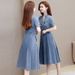 Fashionable And Elegant POLO Collar Denim For Women's Summer 2025 New Slim Fit Temperament Mid Length Dress_mkmklike.com