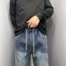 Men's High End Patchwork Straight Leg Jeans Loose Fit Long Pants Autumn Winter Trendy Design_mkmklike.com