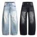 LKTM Men's Ripped And Distressed Jeans American Style Cutout Scimitar Design Deconstructed Silhouette Pants for Men And Women_mkmklike.com