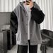 Hong Kong Style Casual Cardigan Jacket For Men, Autumn And Winter, Fleece Lined, Thickened, Korean Trendy Patchwork_mkmklike.com