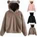 Women's Clothing autumn and winter new fluffy rabbit ears hooded warm sweater sweater_mkmklike.com