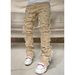 Men's Loose-Fit Patchwork Jeans – Trendy Straight-Leg Denim Pants (Light Blue, Pink, Blue, Khaki, Black, Sizes S-XXL, Cotton, Machine Washable)_mkmklike.com