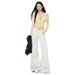 American Retro Style|Rivet Decoration|Low-waisted Loose Flared Jeans For Women In Ivory White_mkmklike.com