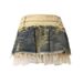 Retro Patchwork Denim Skirt High Waist Vintage Short Skirt Lace Edge Washed Old Skirt Vintage Short Skirt_mkmklike.com
