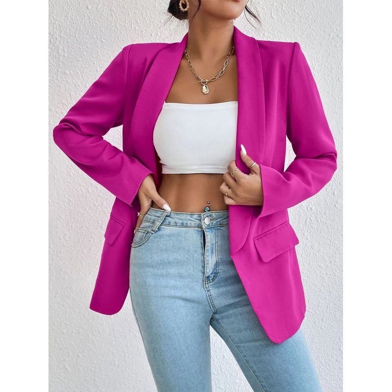 Women's Clothing autumn and winter solid color lapel small suit temperament commuter jacket_mkmklike.com