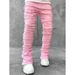 Men's Clothing New Street Men's Jeans Fashion Trend Straight Pants Micro Flaring Tassel Patch Pants_mkmklike.com