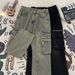 Men's Black Curved Blade Jeans Slim Fit Straight Leg Multi Pocket Cargo Pants American High Street Style Slightly Flared_mkmklike.com