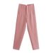 Women's Street Streetwear Solid Color Ankle-length Zipper Patchwork Casual Pants_mkmklike.com