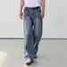 Woven MYQ Retro Washed Jeans Men's Summer Casual Loose Long Korean Style Trendy Wide-Leg Straight Pants_mkmklike.com