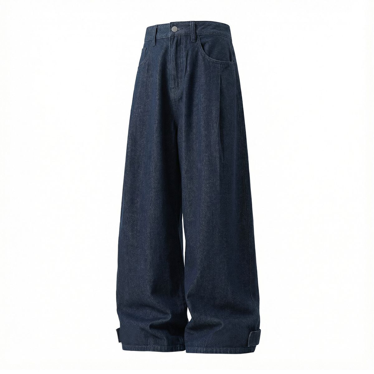 Men's Raw Denim Retro Jeans Trendy Straight Leg Trousers With Curved Pockets And Pleated Design Loose Fit Spring Style_mkmklike.com