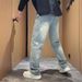 Men's Trendy Drawstring Jeans Five Pointed Star Elastic Waist Casual Pants Spring Autumn Style 2026 New Arrivals_mkmklike.com