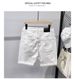 Men's White Denim Shorts Versatile Casual Street Style Cool Trendy Straight Leg Five Point Pants Stretchy Trend_mkmklike.com
