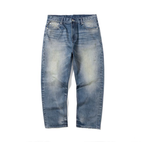 Men's Clothing | 24SS Japanese Retro Style 14OZ Selvedge Washed, Whiskered, Distressed, Oil Stained Loose Straight Leg Jeans For Men_mkmklike.com