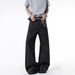 Snake Pattern A-line Jacquard Patchwork Jeans For Men, Trendy American Style Cleanfit, Slightly Flared Loose Wide-leg_mkmklike.com