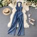 Women's fashion sleeveless halter high waist slim wide leg denim jumpsuit_mkmklike.com
