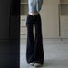Black Flared Jeans For Women, 2025 Spring/autumn Collection, Low-waisted, Slimming, Stretchy, Non-clingy, Wide-leg_mkmklike.com