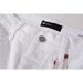 White Handmade Crease Whisker Flared Jeans, Unisex Minimal Stacked Pants, Breathable Fabric, Ideal For Hot Summer Outings_mkmklike.com