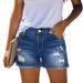 European And American Foreign Trade Cross-border High-waisted Denim Shorts For Women, Summer 2025 New Style, Ripped,_mkmklike.com