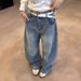 Y2K Retro Wide-Leg Jeans For Women – American Letter Print & Loose Fit (S-4XL, Bluish)_mkmklike.com