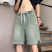 Men's Clothing Thin Star Pattern Denim Shorts Summer Lightweight Star-Print Denim Shorts Straight Loose Fit American Style Casual Mid-Length Shorts_mkmklike.com