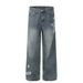 American Style Letter Print Jeans For Men Street Fashion Ins Hip Hop Trend Loose Straight Washed And Faded Long Pants_mkmklike.com