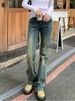 K American Hot Girl Vintage Denim Micro Flared Pants For Women's New Low Rise Slim Fit And Stretchy Flared Pants_mkmklike.com