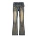 Vintage Low-Rise Flared Jeans For Women – 70s Retro Stretch Denim With Distressed Details (XS-XL, Classic Blue)_mkmklike.com