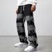 Pulse High Street Tassel Patchwork Straight Wide-Leg Pants European And American Plus Size Men's Jeans Cross-Border Exclusive_mkmklike.com