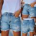 Women's Clothing Denim Shorts Straight Leg Washed Out Jeans Hole Versatile Casual Commute Style Denim Jeans_mkmklike.com