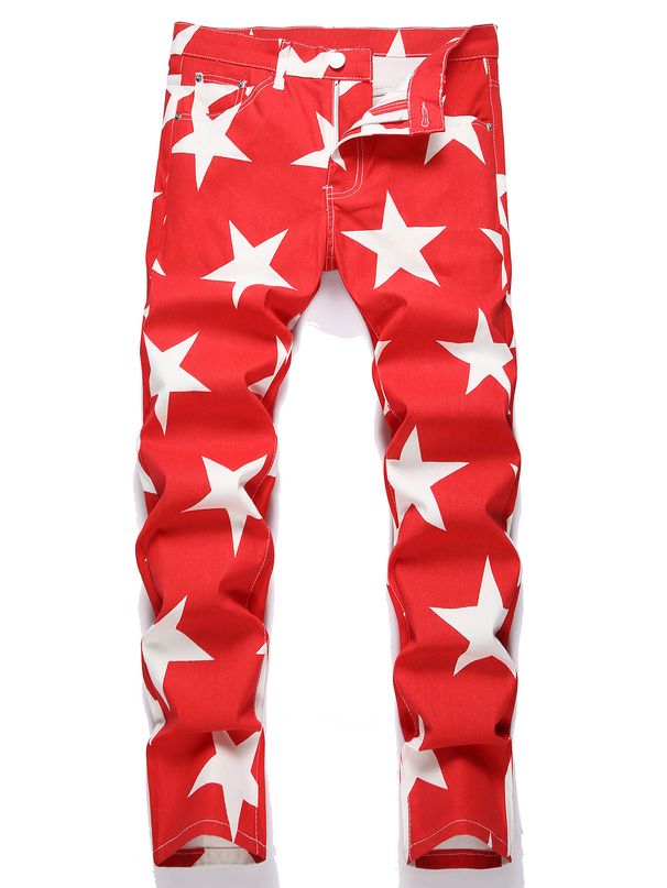 Men's Clothing Fashion Printed Pattern Jeans Casual Outing Light Luxury Men's Trousers_mkmklike.com