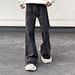 Nordmann European And American Style High Street Washed Black Gray Jeans For Men Ins Trendy Brand Slim Fit Flared Cleanfit Pants_mkmklike.com