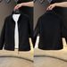 Men's Stand Collar New Spring Autumn Fashion Versatile Light Luxury Solid Color Trendy Casual Jacket Sweatshirt Coat_mkmklike.com