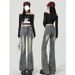 Retro High-waisted Micro-flared Jeans For Women, 2026 Summer Thin New Slim-fit Petite Popular Bootcut Pants_mkmklike.com