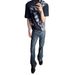 Spring High Quality Stretch Slim Fit Straight Leg Men's Jeans With Splatter Paint Slightly Flared Trendy Student Pants_mkmklike.com