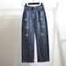 Women's Loose Straight Leg Denim Pants Trendy Brand Black Washed Wide Leg Rhinestone Heart Detail Autumn Fashion_mkmklike.com