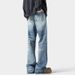 Lightning-pattern Flared Jeans For Men, Fleece-lined, Trendy New Style, Washed Vintage, Loose Straight Cut, Slimming,_mkmklike.com
