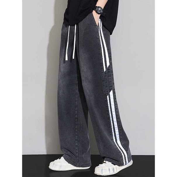 Men's Clothing Straight Leg Wide Leg Pants Trendy American Style Three Stripes Long Trousers New Fashion_mkmklike.com