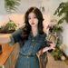 Waist Cinched Denim Dress For Women, Summer New Style, French Luxury, Small Stature, Temperament, Long Skirt_mkmklike.com