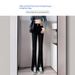 Micro-flared Pants 2025 Autumn And Winter New High-waisted Floor-length Straight Slim-fit Pencil Split Denim Women's_mkmklike.com