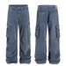 American Street Unisex High Street Heavy Industries Premium Multi-Pocket Design Retro Men's Loose Jeans_mkmklike.com