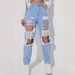 Women's Clothing Trendy Distressed Ripped Jeans For Women Washed Straight Leg Ladies Trousers_mkmklike.com