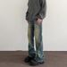 Nordmann American High Street Vibe Flared Jeans For Men Retro Washed Vintage Loose Straight Slimming Casual Pants_mkmklike.com