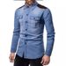 Pulse Foreign Trade Cross-Border Long Sleeve European And Style American Retro Men's Color Block Patch Slim Fit_mkmklike.com