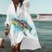 Women's Clothing Cotton Liner Loose Polo Long Sleeve Bohemian Print Dress_mkmklike.com