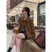 Vintage Suede For Women Spring And Autumn 2025 New High-end Small Size Turn-down Collar Loose Casual Jacket Top_mkmklike.com
