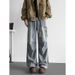 Men's Pleated Jeans High Street Retro Distressed Washed Casual Loose Drape Cargo Trousers Vintage Style American_mkmklike.com