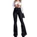 European And American Foreign Trade Hot-selling High Waist Hip Lift Lace-up Flared Pants Wide Leg Pants Jeans Women_mkmklike.com