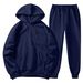 Women's Clothing Autumn and winter men's hooded solid color light plate pullover sweatshirt set casual sports hoodie sweatshirt trousers two piece set_mkmklike.com